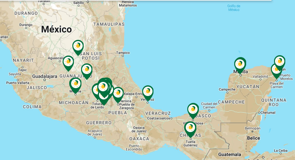 Sucursales de los Bisquets Bisquets Obregon en la República Mexicana